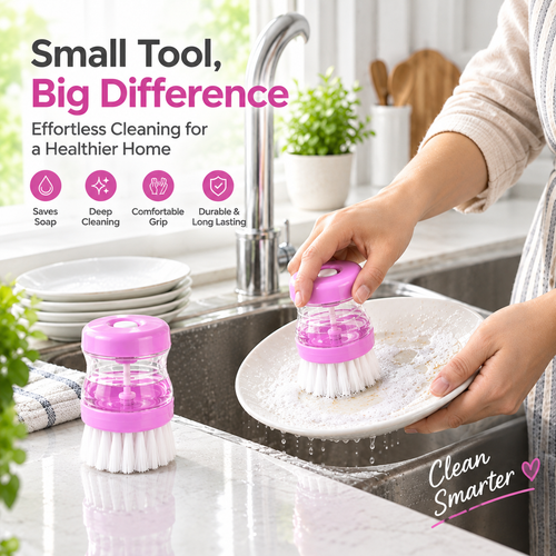 Soap Dispensing Dishwashing Brush | Kitchen Scrubber